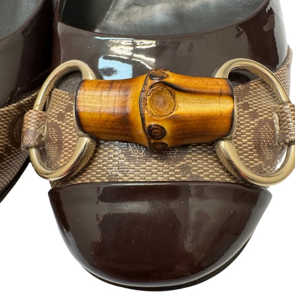 Classic Gucci GG Guccissima Bamboo Horsebit Monogram Mid-Heel Pumps Size 36 C - Picture 9 of 16